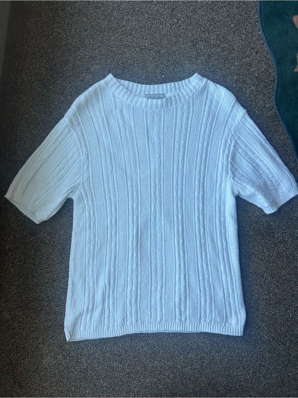 100% cotton basic editions cable knit top